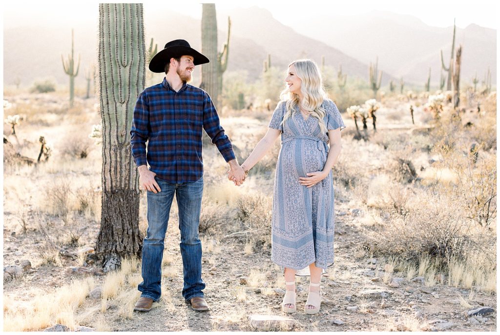 blue hues and desert tones, a soft and sweet maternity session