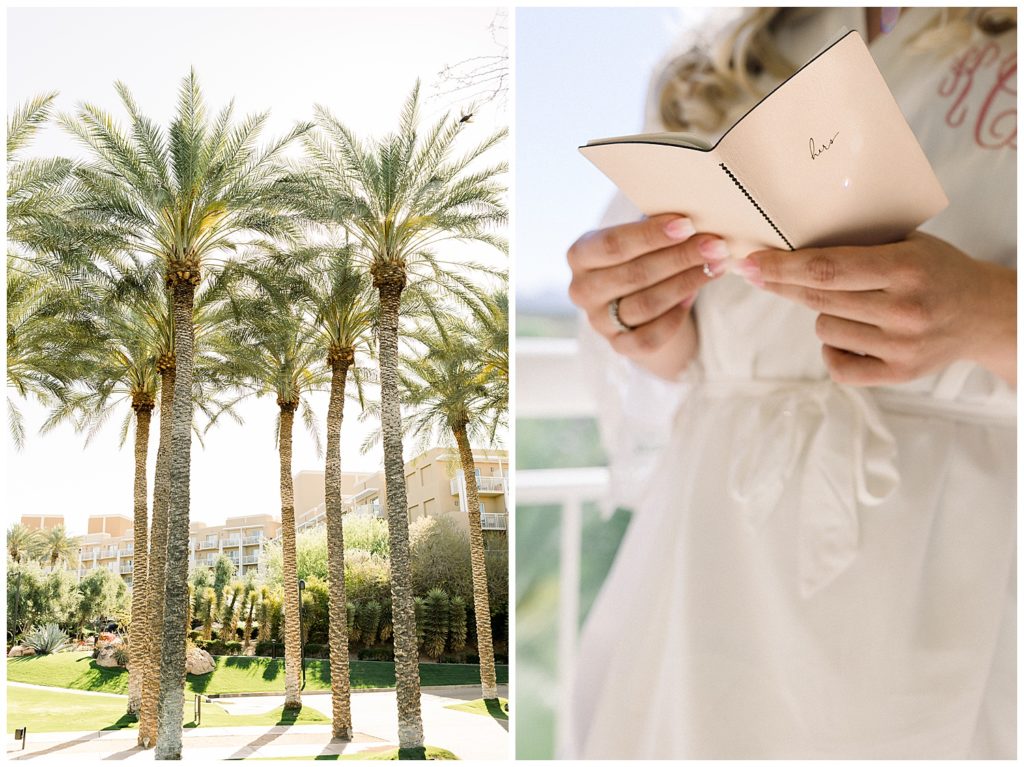 JW Marriott Desert Ridge Wedding, Arizona Bride, Vow Book, palm tree views