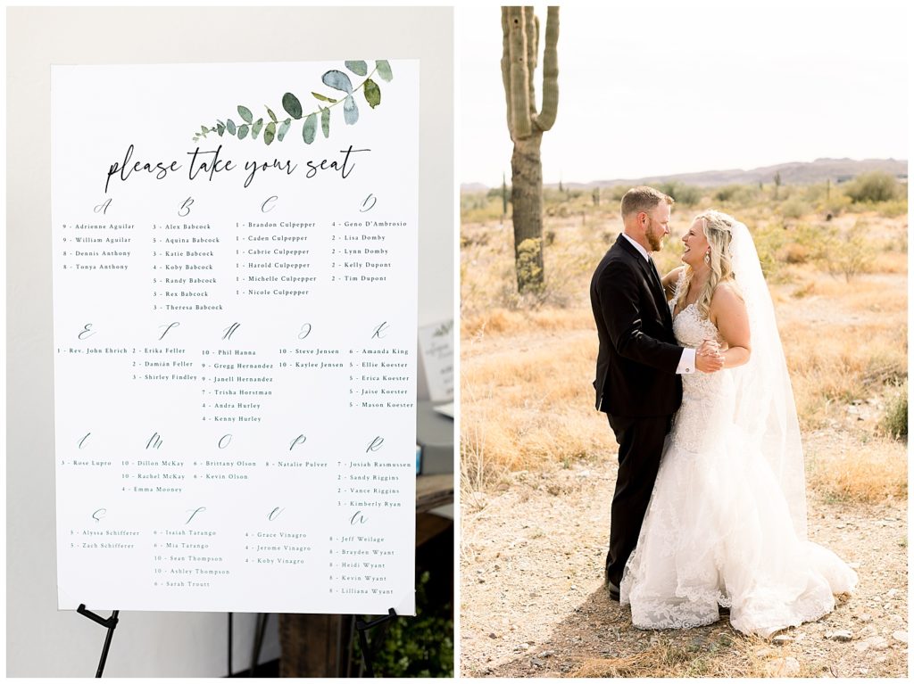 Hope Barn and Garden Reception Space with Desert Husband and Wife Portraits, Phoenix, Arizona