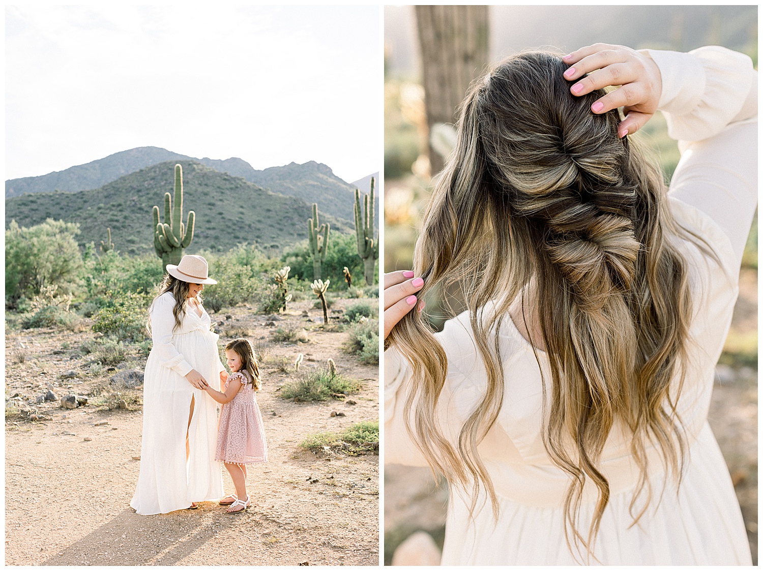 white and pink neutrals for a lush desert maternity session, arizona maternity photographer