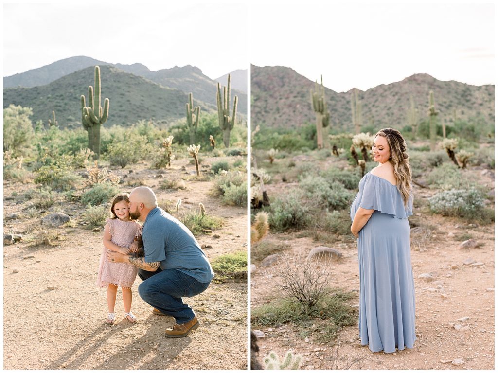 blues and pinks for a lush desert maternity session, arizona maternity photographer