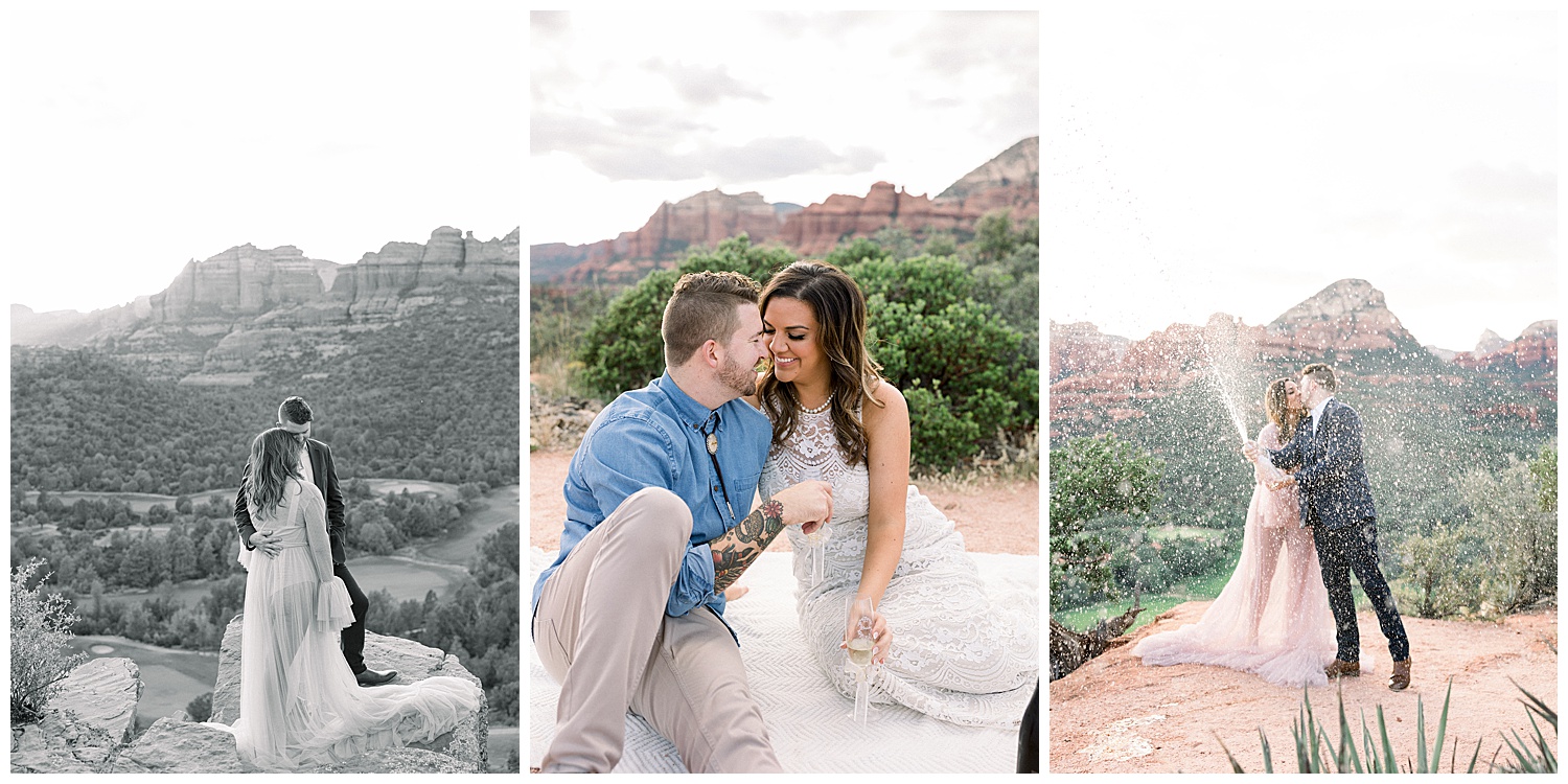 Cliffside Sedona Anniversary Session with soft blues and pink