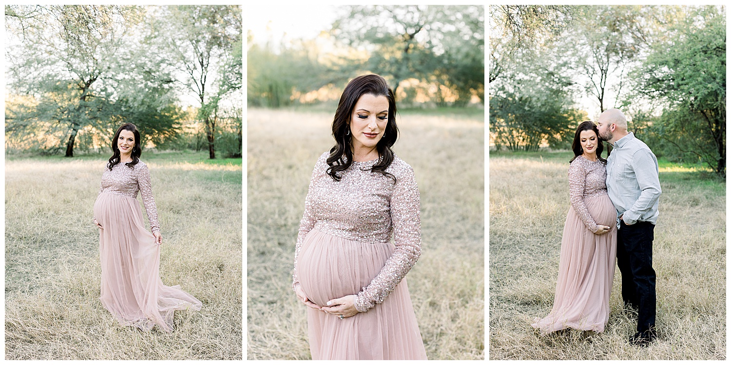 Scottsdale Arizona Maternity Session, Pink and glitter for rainbow baby girl, Arizona Maternity Photographer