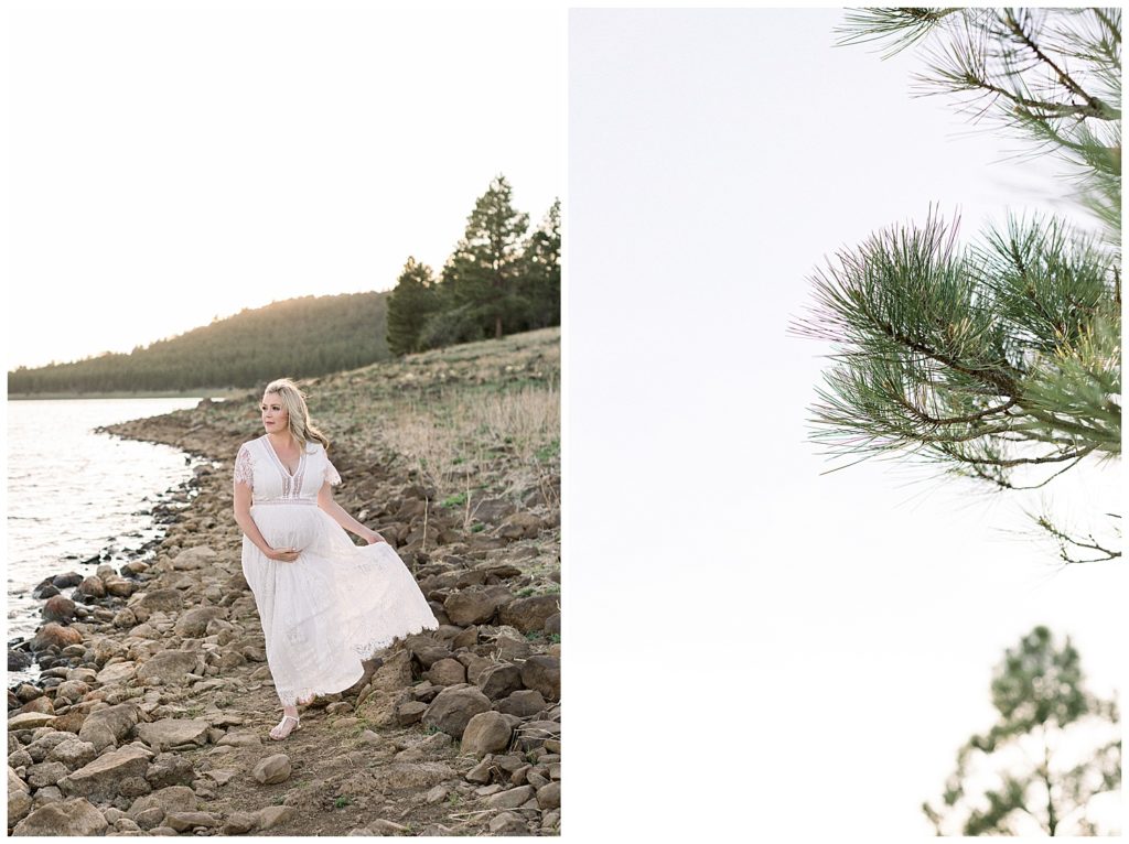 Lakeside maternity session in the pines of Flagstaff Arizona