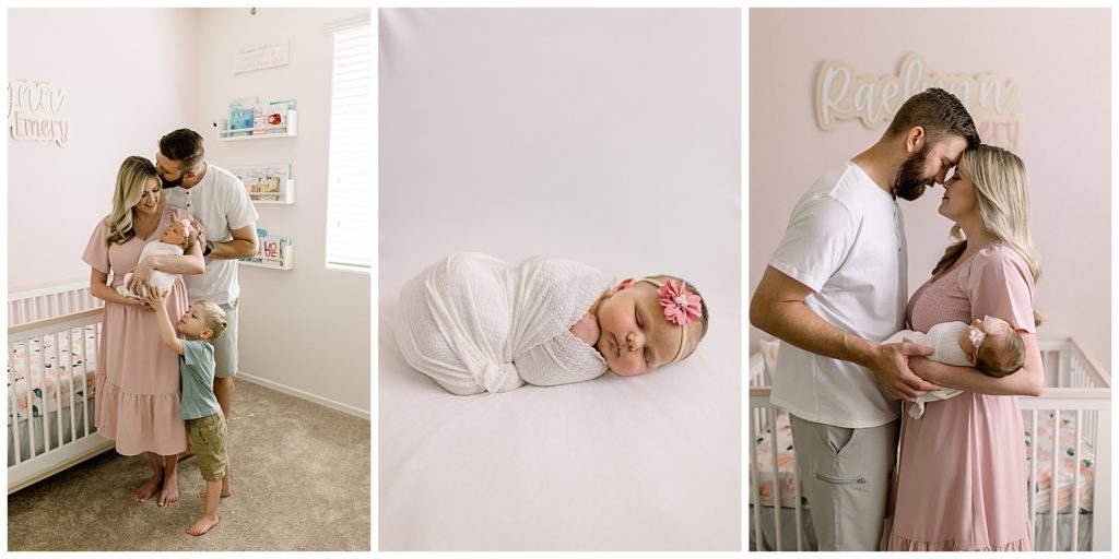 Arizona Lifestyle newborn Photographer, Newborn session in home, pink and neutrals