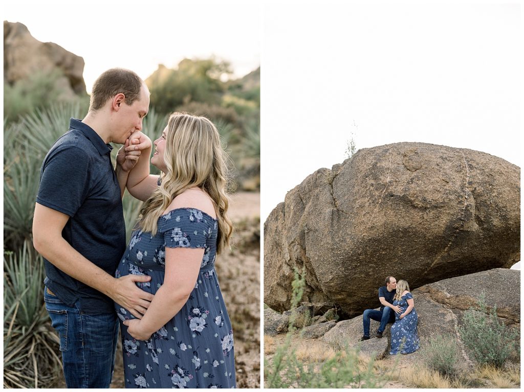 Maternity Session among the Large boulders in Scottsdale Arizona