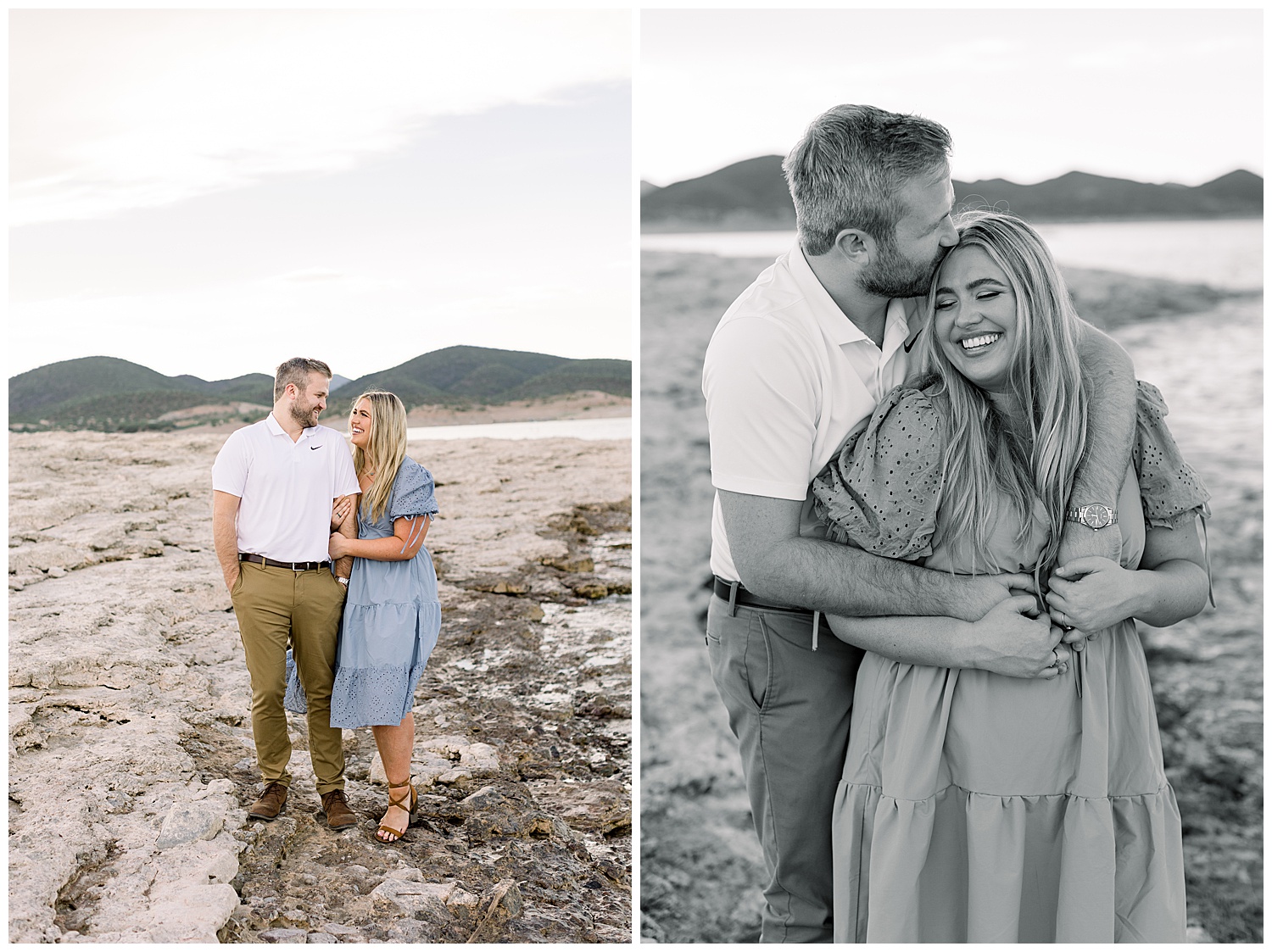 Engagement session on the shore of the lake in Peoria, Arizona