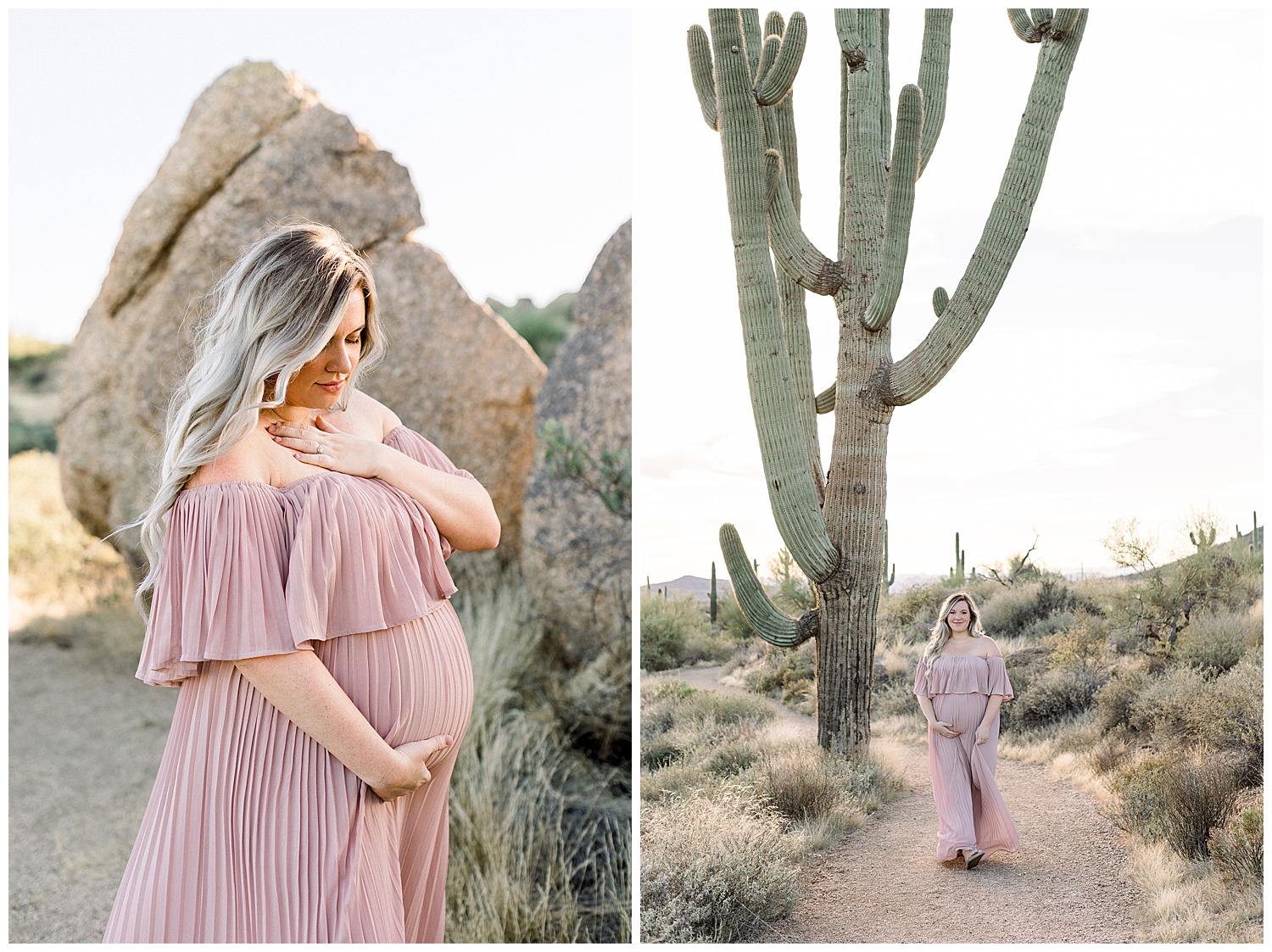 Blush pink in the scottsdale desert for Maternity photos