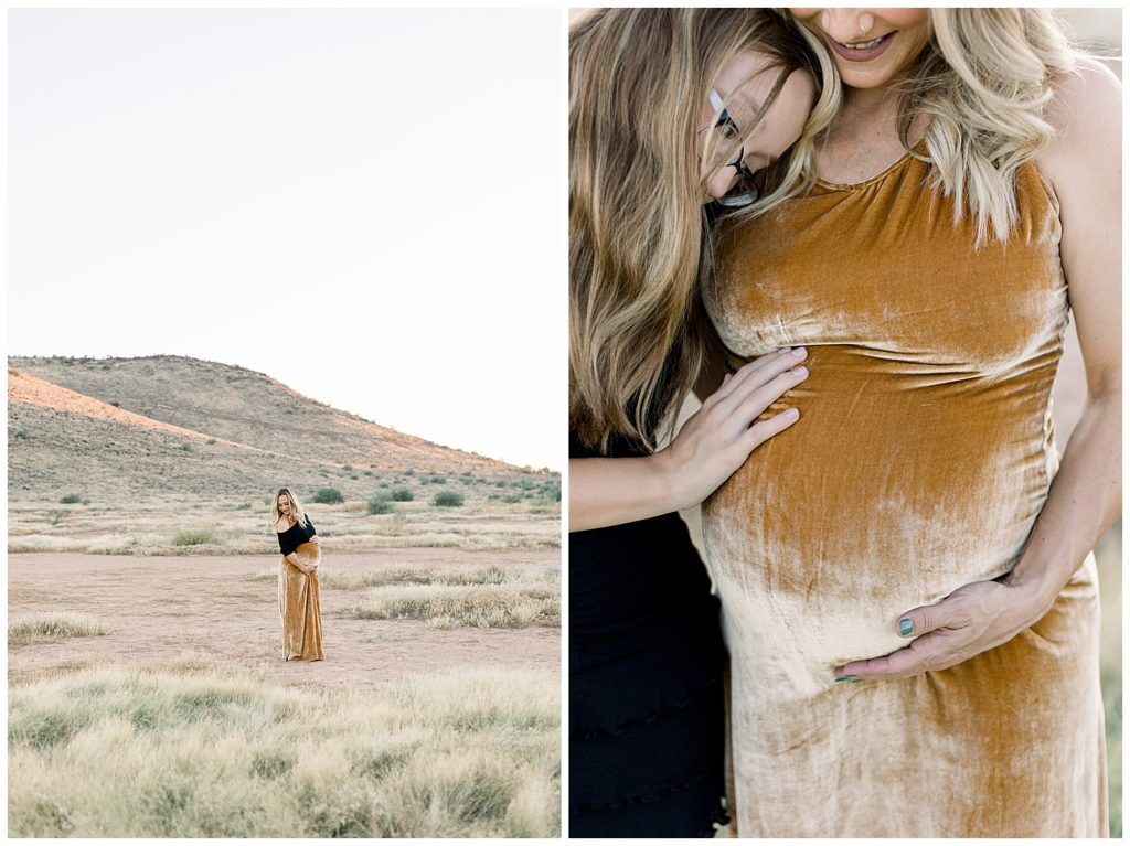 Fall grasslands Maternity Session in Arizona, gold and black