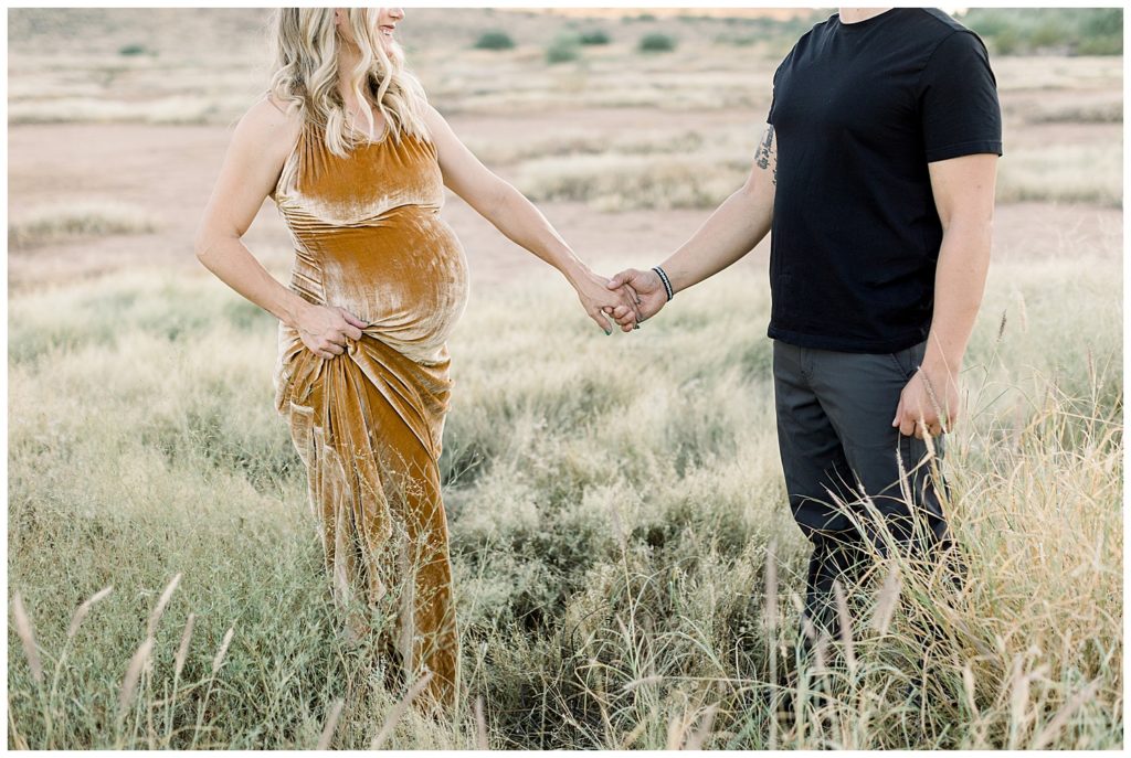 Fall Maternity session, gold and black, grasslands of Arizona