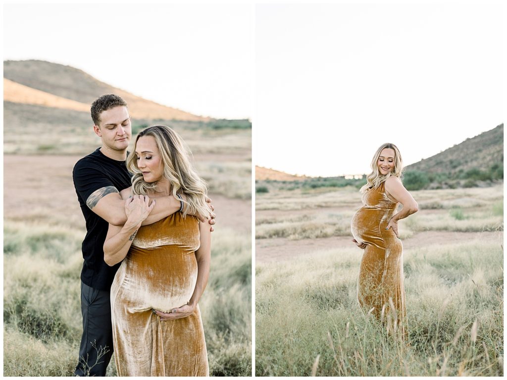 Arizona Maternity Session in grasslands during Fall