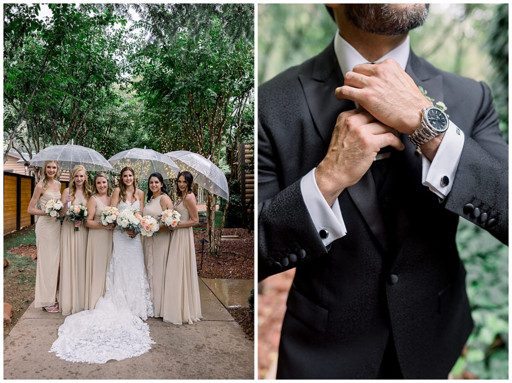 Bridal party and groom details at L'Auberge de Sedona Fall Wedding