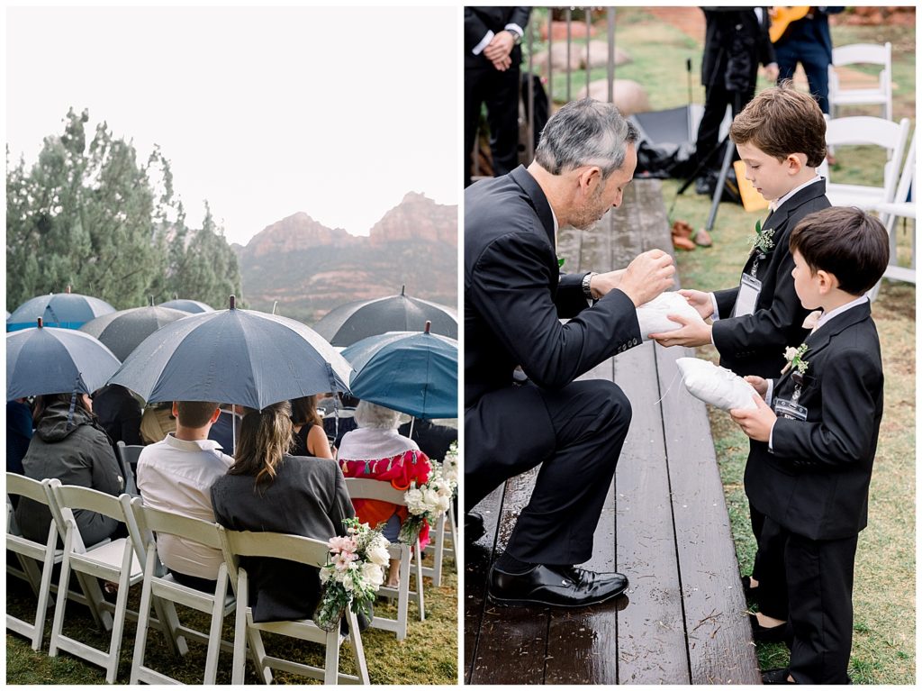 Ring Bearers as ring security and views of wedding at L'Auberge de Sedona