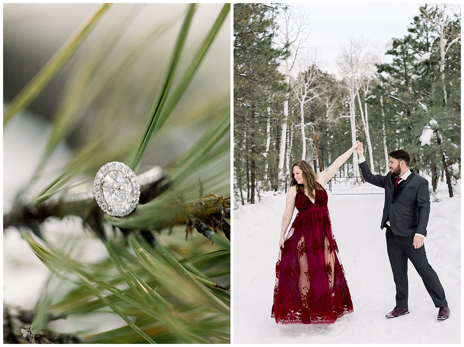 Flagstaff, Snowy Engagement session in the pines and aspen tree's