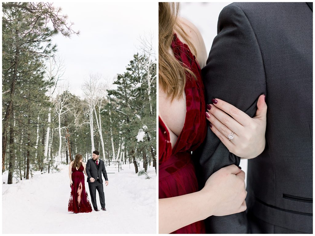 Arizona Engagement session in the Snow of Flagstaff