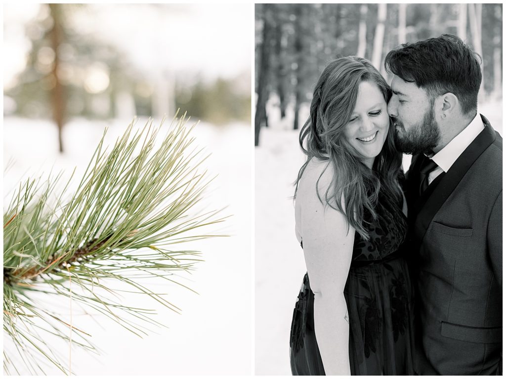 Snow filled Engagement session in Flagstaff Arizona Pines