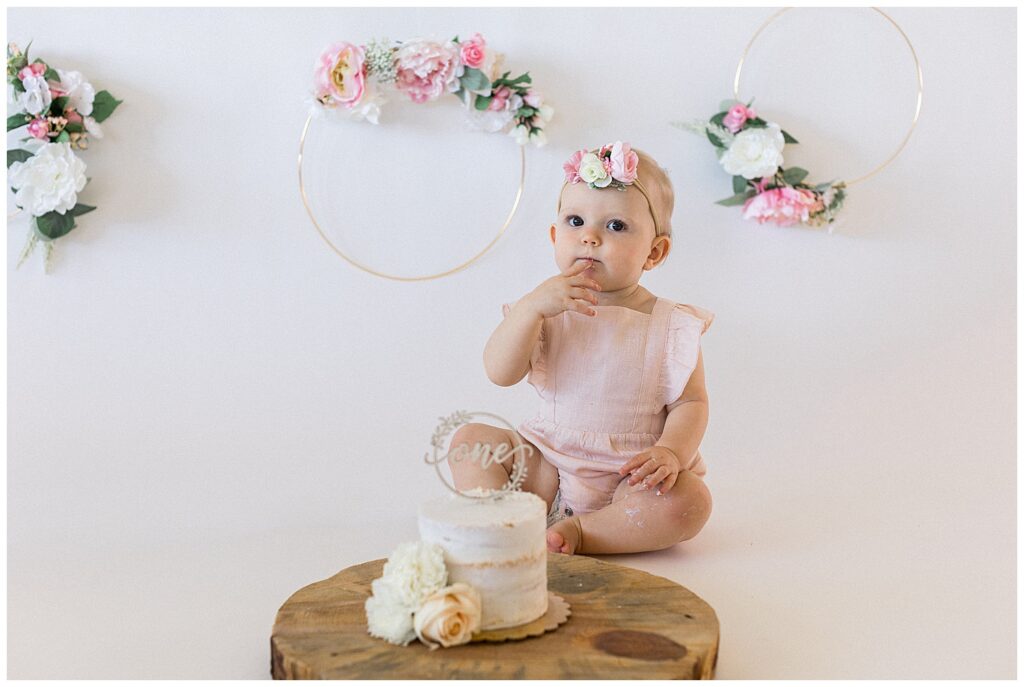 Pink florals for cake smash photos