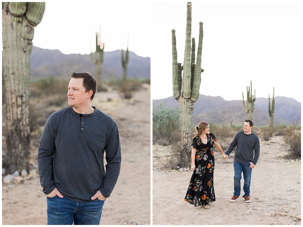 Engagement session in the desert during Fall